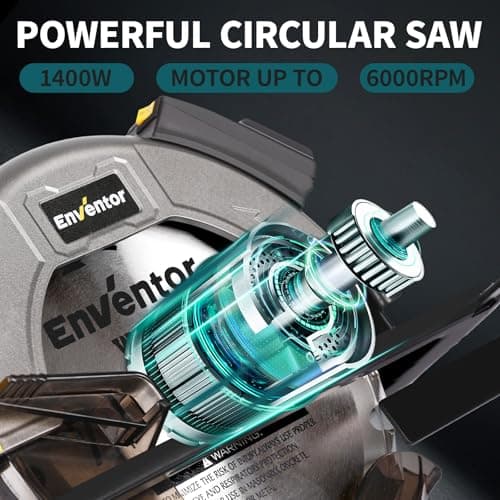 Enventor Circular Saw Corded, 11A Electric Circular Saws 7-1/4-Inch with Laser Guide, 2 Blade Saws (40T/24T), Max Cutting Depth 2-7/16"(90°), 1-8/9"(0°-45°), Single Handed Bevel, 6000RPM (Blue)