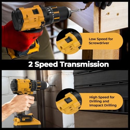 Cordless Hammer Drill Compatible with Dewalt 20V MAX Battery(No Battery)20V Brushless Drill, 1/2" Cordless Drill for Concrete with Variable Speed for Home Improvement, Woodworking, Metal