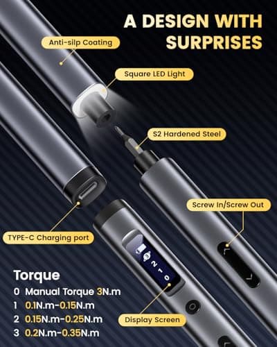 Electric Screwdriver Set, UF-TOOLS Rechargeable Cordless Screwdriver Kit, Precision Repair Tool Kit with Bits, LED Lights, Charging Cable, Carrying Case, for Watches, Phones, Glasses