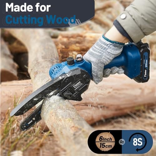 Tietoc Mini Chainsaw, 6 Inch Chain Saw Cordless, 880W Powerful Electric Handheld Chainsaw with Automatic Oiler, with 2 Batteries and 2 Chains, Tree Trimmer Gardening Tools Gift for Men, Father, Dad