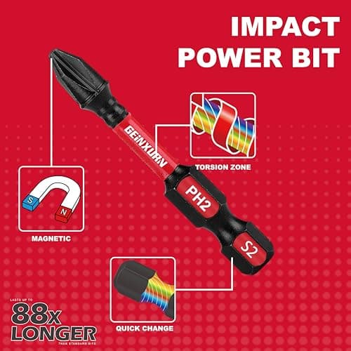Impact Tough Magnetic Mixed 46Pack Insert Driver Bits, S2 Alloy Steel Screwdriver Power Bits Set with 1Pcs Impact Magnetic Bit Holder and Mini Wrench