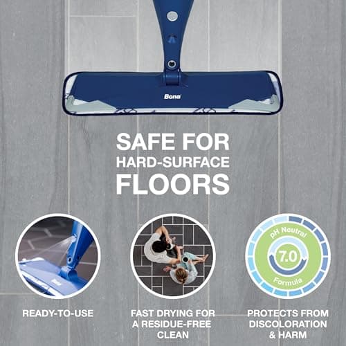 Bona Multi-Surface Floor Cleaner Refill - 128 fl oz - Lemon Mint - Residue-Free Floor Cleaning Solution refill for Spray Mop and Spray Bottles - For Use on Stone, Tile, Laminate, and Vinyl Floors