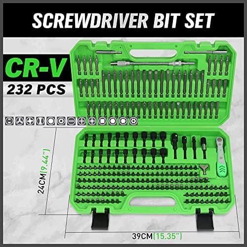 SWANLAKE 232PCS Ultimate Screwdriver Bit Set,Chrome Vanadium Steel Driver Bit Set, Includes Security Bits,Nut Driver, Ratchet Wrench and Bits Holder
