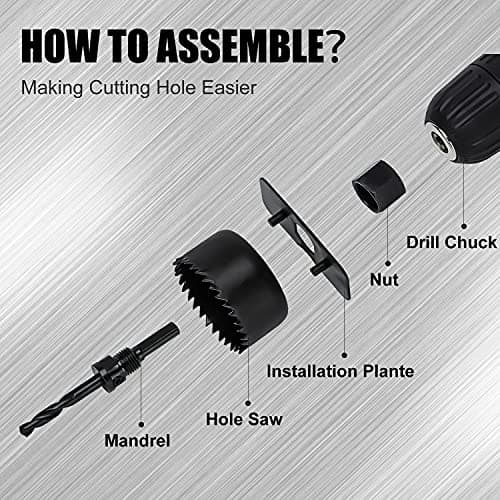 KATA Hole Saw Set 20PCS Hole Saw Kit with 3/4"-6"(19-152mm) 13PCS Saw Blades, 2 Mandrels, 3 Drill Bits, 1 Installation Plate, 1 Hex Key, Ideal for Soft Wood, Plywood, Drywall, PVC