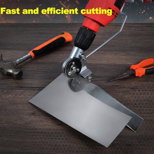 Upgraded Electric Drill Plate Cutter - Efficiently shears flat sheet metal, Metal Cutting Attachment with Adapter - Cuts 20-30GA sizes of Iron, Steel, Tin, Aluminum, and cardboard up to 3MM