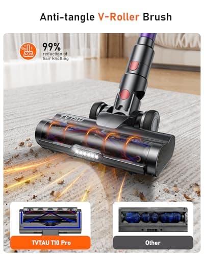 Cordless Vacuum Cleaner, 580W/48Kpa/65Mins Vacuum Cleaners for Home, Self-Standing Stick Vacuum with LED Display & Wall Mount Charging, Anti-Tangle Handheld Vacuum Cordless for Floor/Carpet/Pet Hair