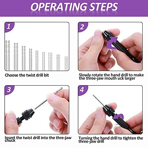 Mudder 36 Pieces Hand Drill Set, Include Pin Vise, Mini and Twist Drills for Craft Carving DIY, 0.3-1.2 mm(0.3-1.2 mm PCB Drill)