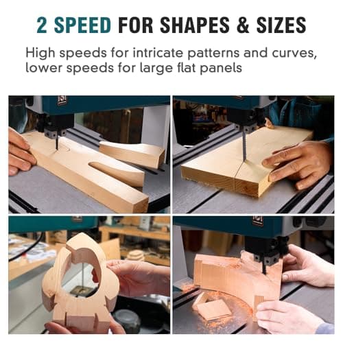 3Amp 9 Inch Benchtop Band Saw, 2-Speed（1700/2500FPM）with 360° Work Light, Miter Gauge & Rip fence, Steel Base, Band Saws for Woodworking