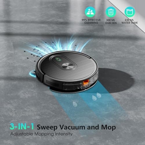 Robot Vacuum and Mop, 3-in-1 Robotic Vacuums Cleaner with Max Strong 3200Pa Suction, WiFi/App/Alexa Voice Control, Obstacle Avoidance, for Pet Hair, Carpets and More