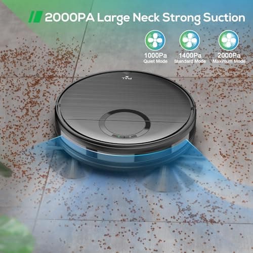 Robot Vacuum and Mop Combo, 2 in 1 Mopping Robot Vacuum Cleaner with 2000Pa Max Suction, Wi-Fi/App/Remote, Schedule, Self-Charging Slim Robotic Vacuum, Ideal for Pet Hair, Low-Pile Carpet, Hard Floor