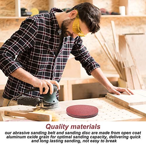 Blulu 22 Pieces Sanding Belts and Sanding Discs Set Includes 4 x 36 Inch Belts (80/120/150/240/400 Grits) and 6 Inch Self Adhesive No Hole Alumina Disc for Bench Combination Sander Woodworking