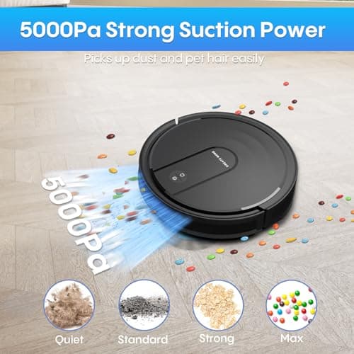 Bagotte Robot Vacuum and Mop Combo, 5000Pa Mopping Robot Vacuum Cleaner with Schedule, 4 in 1 Robotic Vacuum Cleaner,Ultra Slim,Self-Charging,Wi-Fi/Voice/App, Perfect for Pet, Hard Floors, Carpet