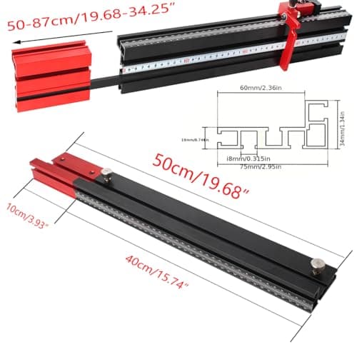 Miter Saw Fence for Woodworking Accessories, 75 T-Track Table Fence System with Laser Measure - Fits Portable Table Saws, Band Saws and Cabinet Saws (Fence Only)