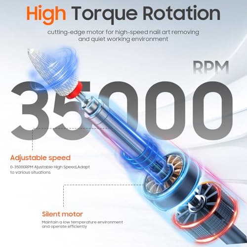 Professional Nail Drill 35000 RPM,SONGMIN Portable Cordless Efile with Bits Kit for Acrylic Nails Gel Polishing Removing,Rechargeable Electric Nail File Machine for Manicure,Pedicure Salon Home,Pink