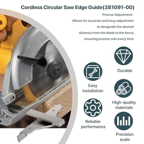 381091-00 Circular Saw Guide Replacement – Compatible with De-Walt DC390K, DW936, DC300, DC310, DCS391B, DCS393, DC390B Edge Guide Saw Fence for Cordless Circular Saws