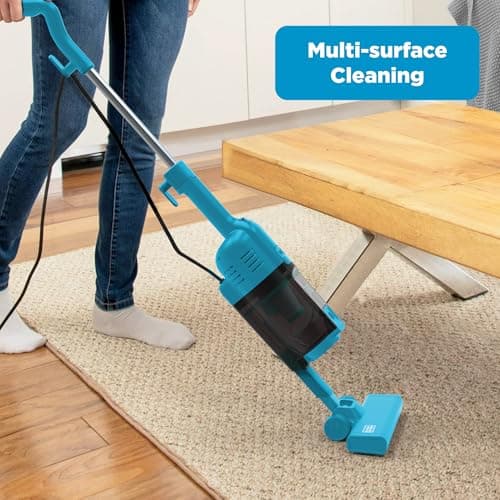 BLACK+DECKER Powerseries Lite Corded 3 in 1 Stick Vacuum, Upright to Hand-Vac Multi Surface, HEPA Filtration, Powerful 12k Pa, Ideal for Hard Floor, Low Carpet, Pet Hair Home & Office use, Blue
