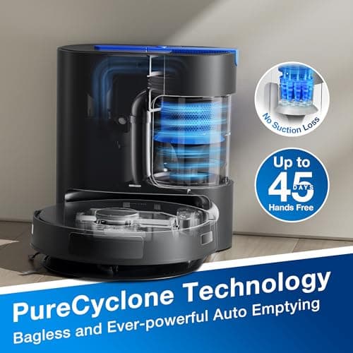 ECOVACS DEEBOT N20 Plus Robot Vacuum and Mop,with Bagless Self Emptying Station,8000Pa Powerful Suction,Anti-Tangle Technology,45-Day Capacity,300 Minutes Runtime,Perfect for Pet Hair