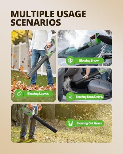 Leaf Blower Cordless 630CFM with 2×4000mAh Batteries and Charger, PATOOLIO 5 Speed Mode Cordless Blower Handheld for Patio, Lawn Care, Snow Blowing Yard Garden Blower
