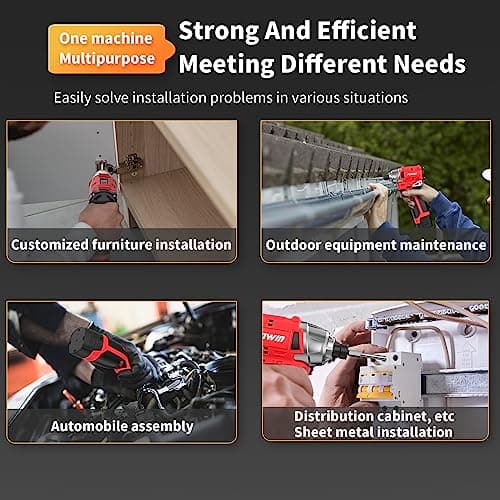 Cordless Impact Driver Kit 16.8V Max Torque 140Nm（105ft-lbs）High Rotation Electric Impact Driver Brushless Motor Continuously Variable Rechargeable 1/4" impact driver 2.0Ah Batteries