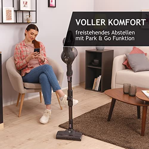 Hoover cordless vacuum cleaner without bag + kinkled - up to 120 m² with 1 battery charge I vacuum cleaner wireless with XL dust container and parking function I battery vacuum cleaner with joint