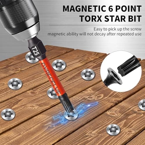 10-Pack T25 Torx Bits for Impact Driver, T-25 Torx/Star Bit Set 2'' Long, Magnetic Torque Head, Premium S2 Alloy Steel, 1/4'' Hex-Shank for Professional & DIY Use