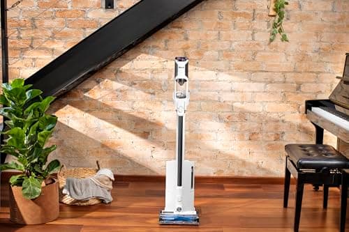Shark Detect Clean & Empty Auto-Empty System - Lightweight Cordless Vacuum Cleaner with HEPA Filter, Portable Handheld Attachment, Crevice Tool, Ideal Stick Vacuum for Pet Hair, White, IW3511