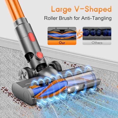Cordless Vacuum Cleaner for Home - Powerful, 45Kpa Stick Vacuums Lightweight with Detachable Battery Display, Max 45Mins Runtime, 8 in 1 Handheld Vacuum for Hardfloor & Carpets Pet Hair