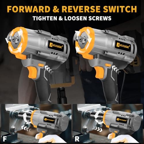 1600Nm Cordless Impact Wrench, 21V 1/2" 1180Ft-lbs Impact Gun wiht 2 x 4.0Ah Battery, High Torque Pistola De Impacto with 6 Sockets, Brushless Llave De Impacto Driver for Truck/Car/Mower