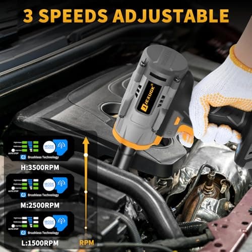 1600Nm Cordless Impact Wrench, 21V 1/2" 1180Ft-lbs Impact Gun wiht 2 x 4.0Ah Battery, High Torque Pistola De Impacto with 6 Sockets, Brushless Llave De Impacto Driver for Truck/Car/Mower