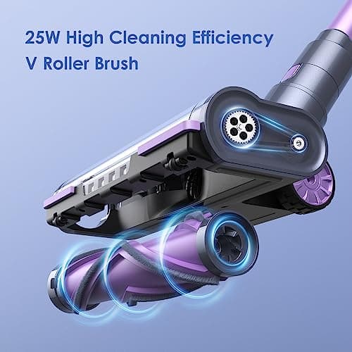 Lubluelu Cordless Vacuum Cleaner, 25Kpa Brushless Vacuum Cleaner, Cordless Vacuum with LED Display Screen, 6 in 1 Stick Vacuum for Pet Hair Carpet Hard Floor