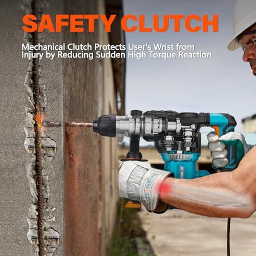 Berserker 1-1/4" SDS-Plus Rotary Hammer Drill with Vibration Control,Safety Clutch,12.5 Amp 4 Functions Corded Rotomartillo for Concrete-Including 3 Drill Bits,Flat Chisel,Point Chisel,Carrying Case