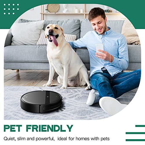 Robot Vacuum and Mop Combo - WiFi/Alexa/App, Robotic Vacuum Cleaner, Ultra-Slim & Quiet, Tangle-Free, Auto Recharge, Multi-Surface Cleaning, Cleans Carpets, Hard Floors & Pet Hair Efficiently