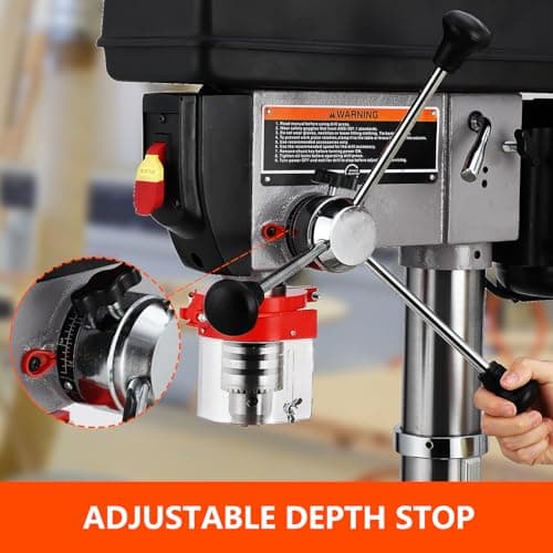 13 in Floor Drill Press, 7.5 Amp 120V, 288-3084 RPM Variable Speed Cast Iron Bench Drill Press, 0-45°Tilting Worktable, Tabletop Drilling Machine for Wood Metal