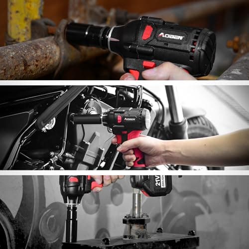 AOBEN 21V Cordless Impact Wrench, 400N.m Max Torque, 3000rpm Speed, 4.0Ah Li-ion Battery, 6Pcs Driver Sockets, Fast Charger, Tool Bag