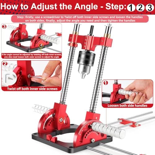 Portable Drill Guide Multi Angle Drill Guide Self-Centering Precision Drilling Jig Attachment for Drilling Angled or Straight Holes,Heavy-Duty 0° to 60° Angle Drilling Guide