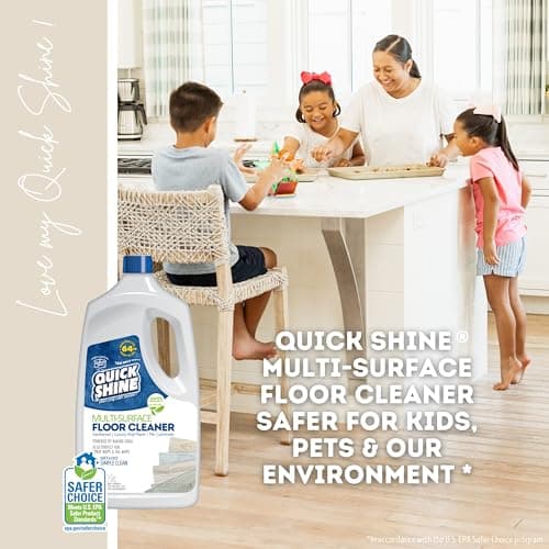 Quick Shine Multi Surface Floor Cleaner 64oz, 2Pk | Ready to Use-Streak Free- No Rinse | Use on Hardwood, Laminate, Luxury Vinyl Plank & Stone | Use in Spray Mops & Vac Mops | Safer Choice Cleaner
