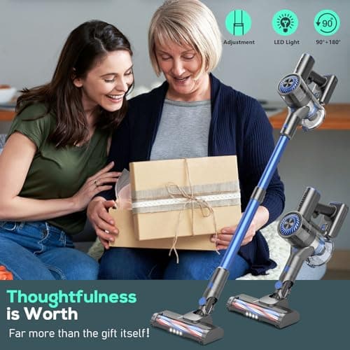 Vacuum Cleaner for Home, Cordless Vacuum Cleaner with 80000 RPM High-Speed Brushless Motor, Max 40 Mins Runtime, 5 Stages High Efficiency Filtration Vacuum for Hard Floors