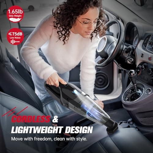 Handheld Vacuum Cordless Rechargeable, Car Vacuum Cleaner with LED, USB Charge, 1.65LBs Hand Vacuum Cordless, for Car/Home/Pet