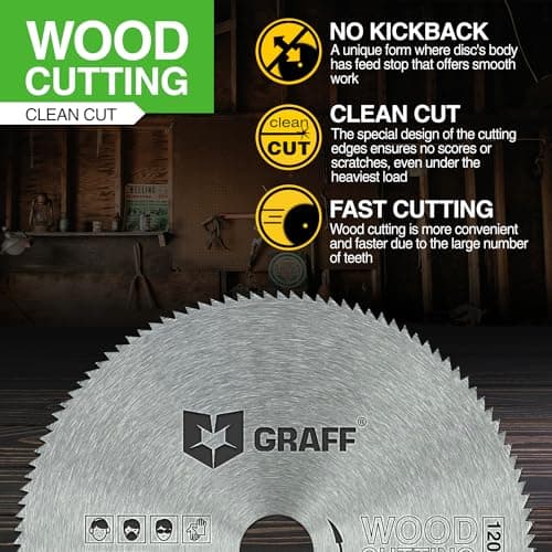 4-1/2 Inch Circular Saw Blade for Wood, Plywood, Laminate, Drywall, Plastic – 120T Wood Cutting Circular Saw Blade with 3/8 Inch Arbor from GRAFF