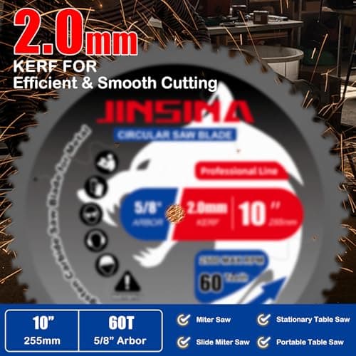 10" Miter Table Saw Blade, TCT Metal Cutting Saw Blades with 60T & 5/8" Arbor, Professional for Iron Steel Aluminum Stainless Steel Ferrous Metals