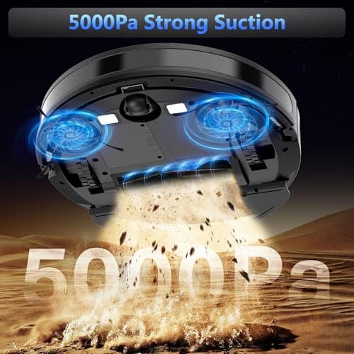 Tikom Robot Vacuum and Mop Combo, 5000Pa Robotic Vacuum Cleaner, 150 Min Max, App & Remote Control, Idear for Hard Floor, Carpet, Pet Hair, Self-Charge(G8000 Max)