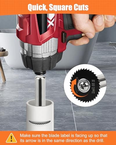 Inside Pipe Cutter for PVC Pipe with 5 Replacement Saw Blades, 1/4 Inch Hex Shank Impact Connect Inside PVC Pipe Cutter for Drill and Impact Driver, Internal Plastic Pipe Cutter Plumbing Tools