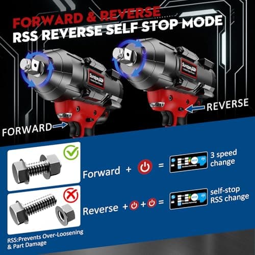 Cordless Impact Wrench 1600Ft-lbs - 2100N·m High Torque Impact Gun with 2 * 4.0Ah Battery - 3/4 Inch Brushless Impact Driver with 3/4" to 1/2" Adapter & 5 Sockets & Case for Car Truck Home