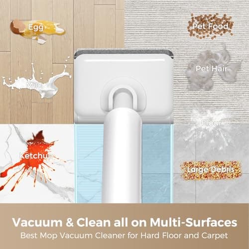 Smart Wet Dry Vacuum Cleaner,Cordless Vacuum Mop Combo with Edge Cleaning,All-in-One Floor Cleaner for Hard Floors,Self-Cleaning,35mins Runtime,LED Display,Voice Prompts