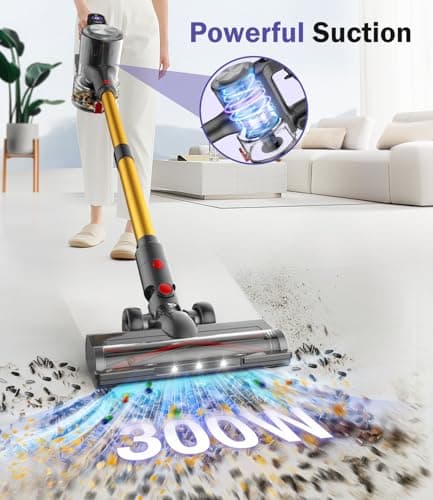 Cordless Vacuum Cleaner, 40Kpa Vacuum Cleaners for Home with LED Screen, 40Mins Stick Vacuum Cordless Rechargeable Dock, Handheld Vacuum Cleaner for Pet Hair, Carpet, Hardwood Floor, A40