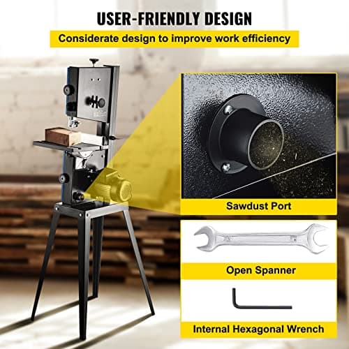 370W Benchtop Bandsaw with Dust Port 10in Width Cutting Wood 1700RPM Woodworking Band Sawing Machine DIY Tilt Table Blade