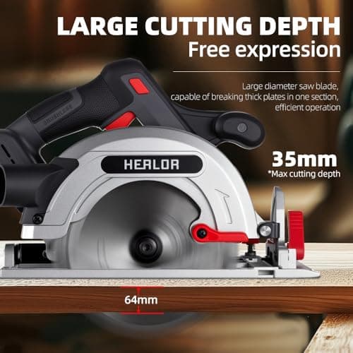 Cordless Circular Saw, Portable Table Saw Compatible with Dewalt 20V Battery, Power Mini Circular Saw with 7-1/4-Inch Blade, 5600RPM, Adjustable 0-57° Max Angle for Wood Cutting Tools (No Battery)
