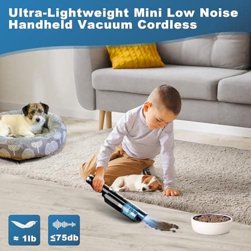 Handheld Vacuum Cordless, Portable Car Vacuum with 2-Speed, 10KPA Powerful Suction Vacuum Cleaner with Charging Dock, Lightweight 4-in-1 Mini Hand Held Vacuum for Car Home Pet Office and Pet Hair 115B