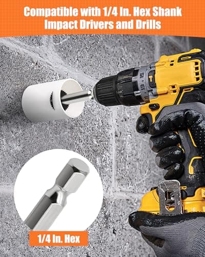 Inside Pipe Cutter for PVC Pipe with 5 Replacement Saw Blades, 1/4 Inch Hex Shank Impact Connect Inside PVC Pipe Cutter for Drill and Impact Driver, Internal Plastic Pipe Cutter Plumbing Tools