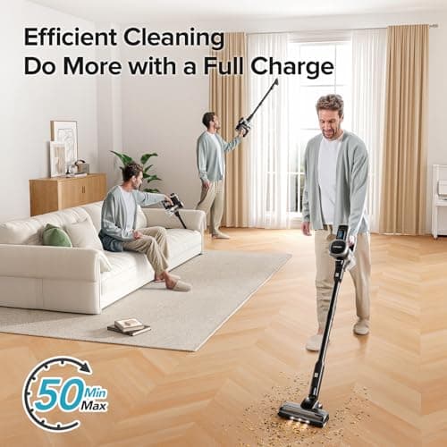Lubluelu Cordless Vacuum Cleaner, Max 50 Mins Runtime, Stick Vacuum with Touch Screen,Lightweight Vacuum for Carpet, Home Hardwood Floor and Pet Hair.